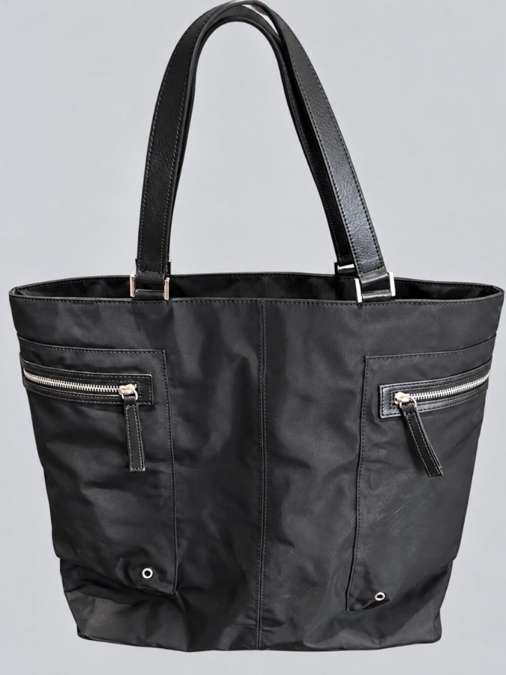 Vintage Banana Republic Black Nylon Tote Bag Large Work Travel Carryall